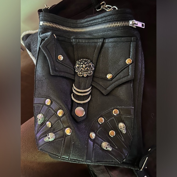 Devil Fashion Akiko Steampunk Pants with Holster Pouch in Soot, Size Large - Picture 7 of 10